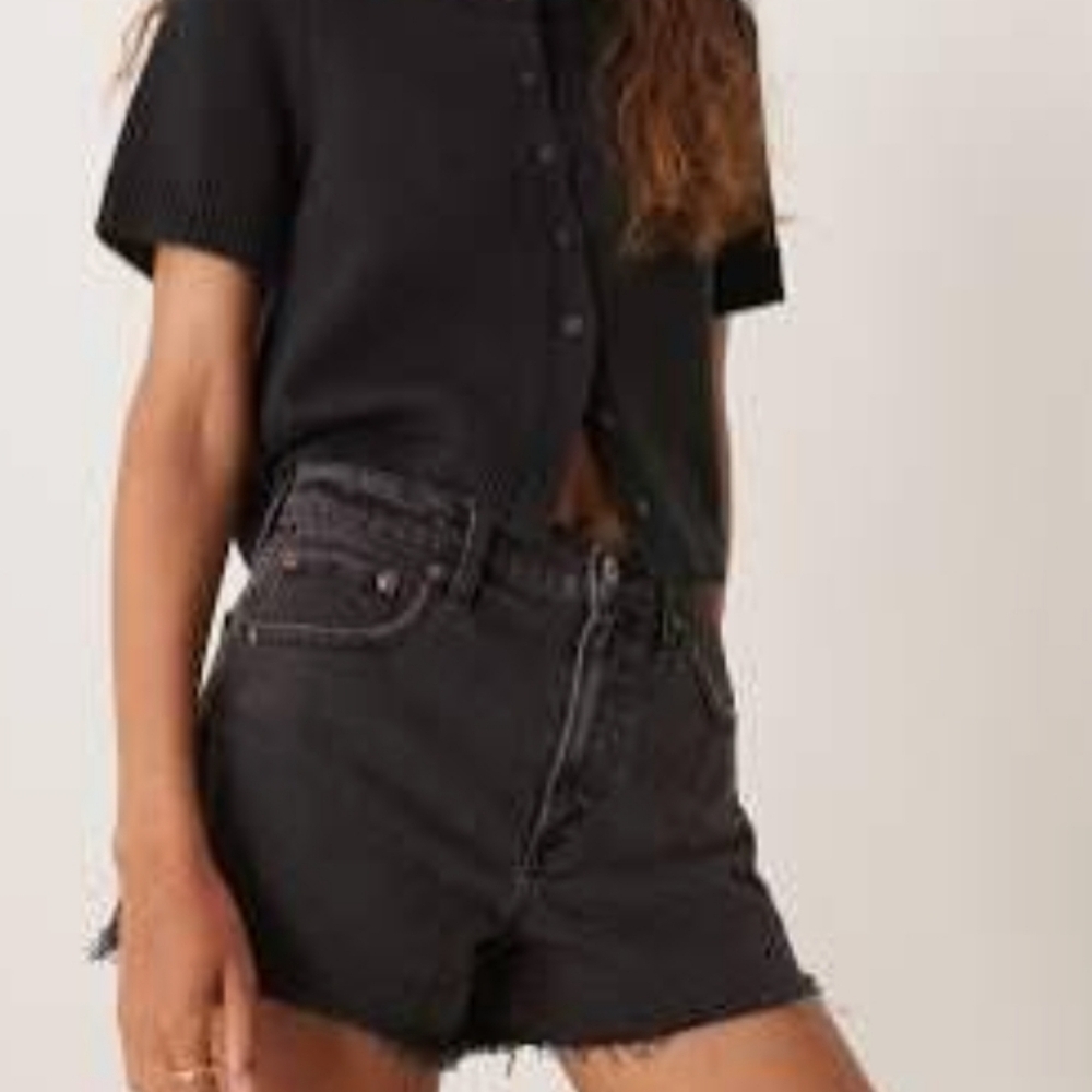 Abercrombie & Fitch High-Waist Black Denim Shorts 32/14
